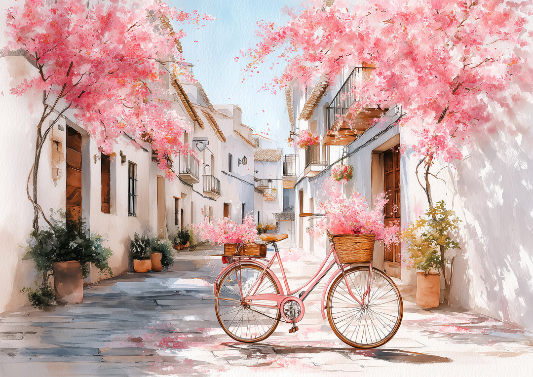 Cherry blossom street wall art print