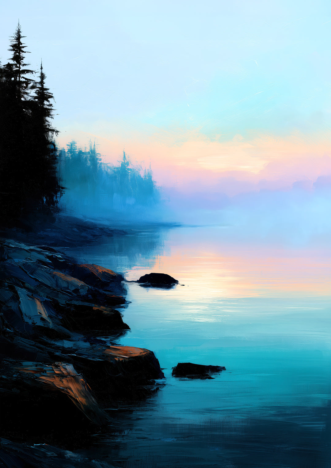 Misty Lake Wall Art Print