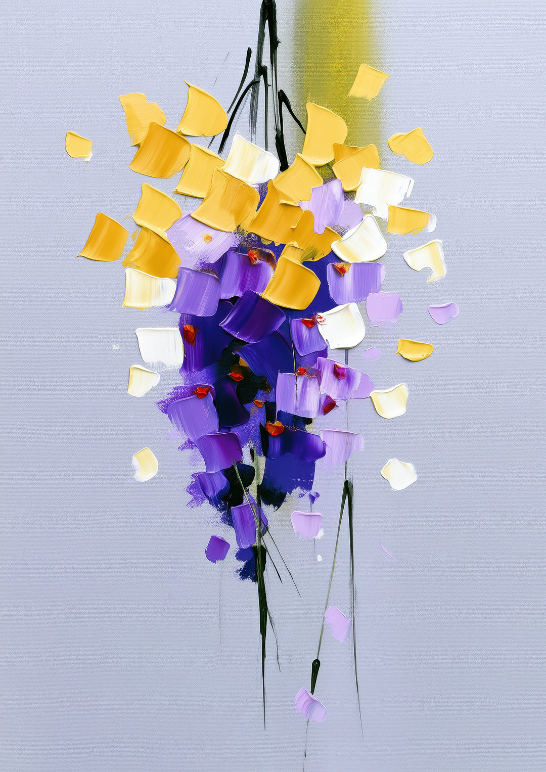 Purple Yellow Abstract Floral Wall Art Prints