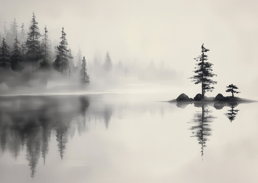 Misty Lake Scene