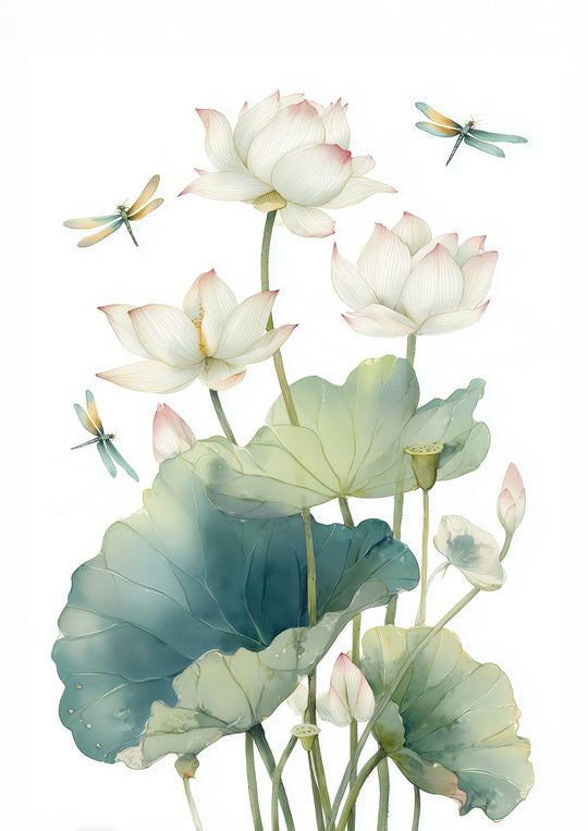 Lotus Flower Wall Art Prints Set of 2