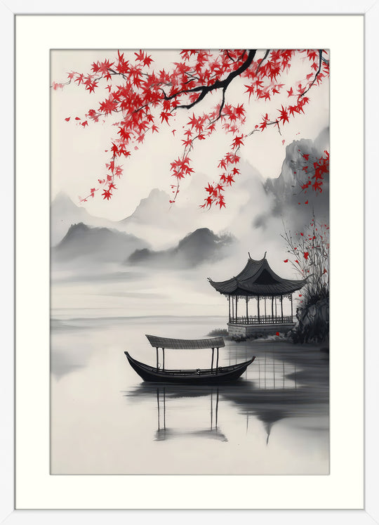 Asian Lake Pavilion Wall Art Print