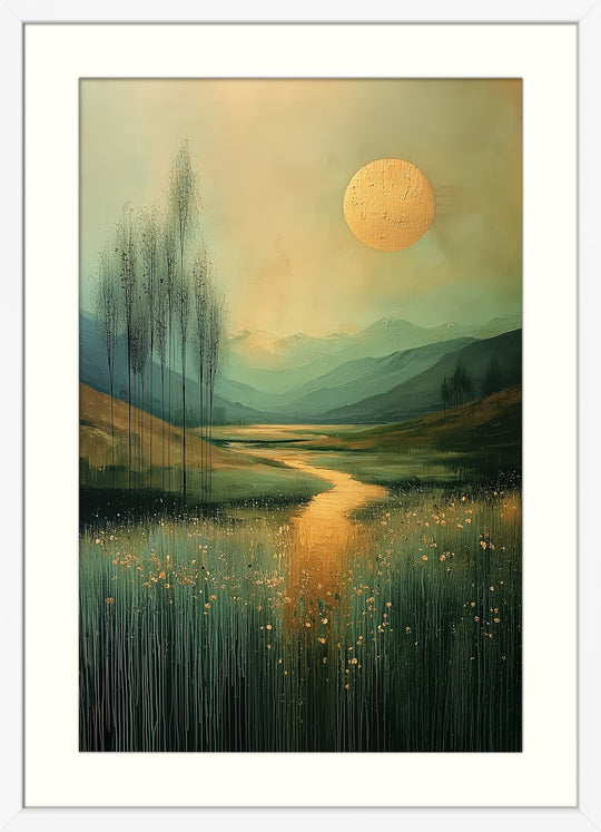 Golden Sun Landscape Wall Art Print