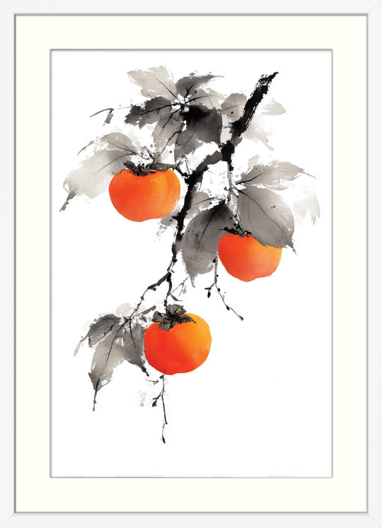 Sumi-e Persimmons on Branch