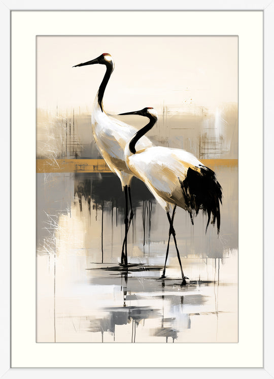 Two Red Crowned Birds
