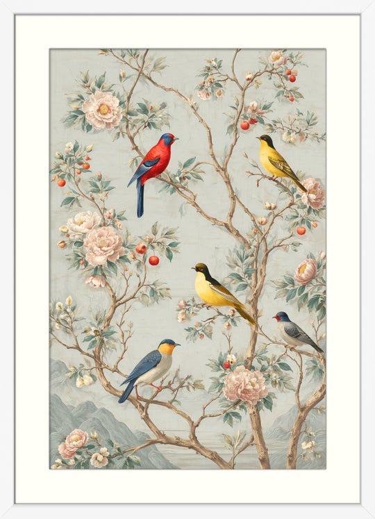 Birds Floral Wall Art Print