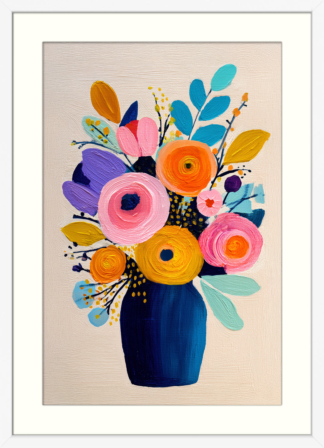 Colorful floral wall art print