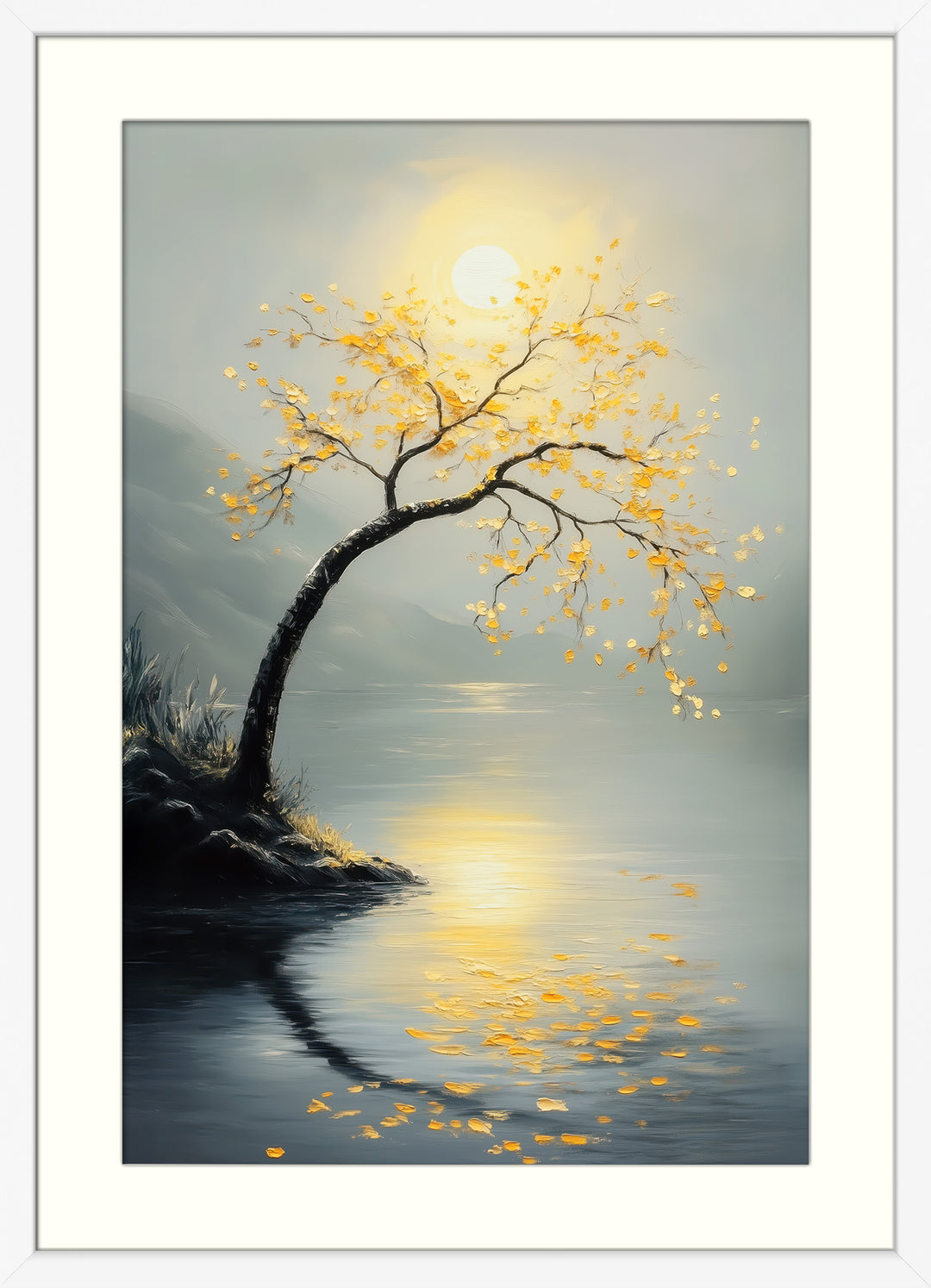 Golden Tree Lake Wall Art Print