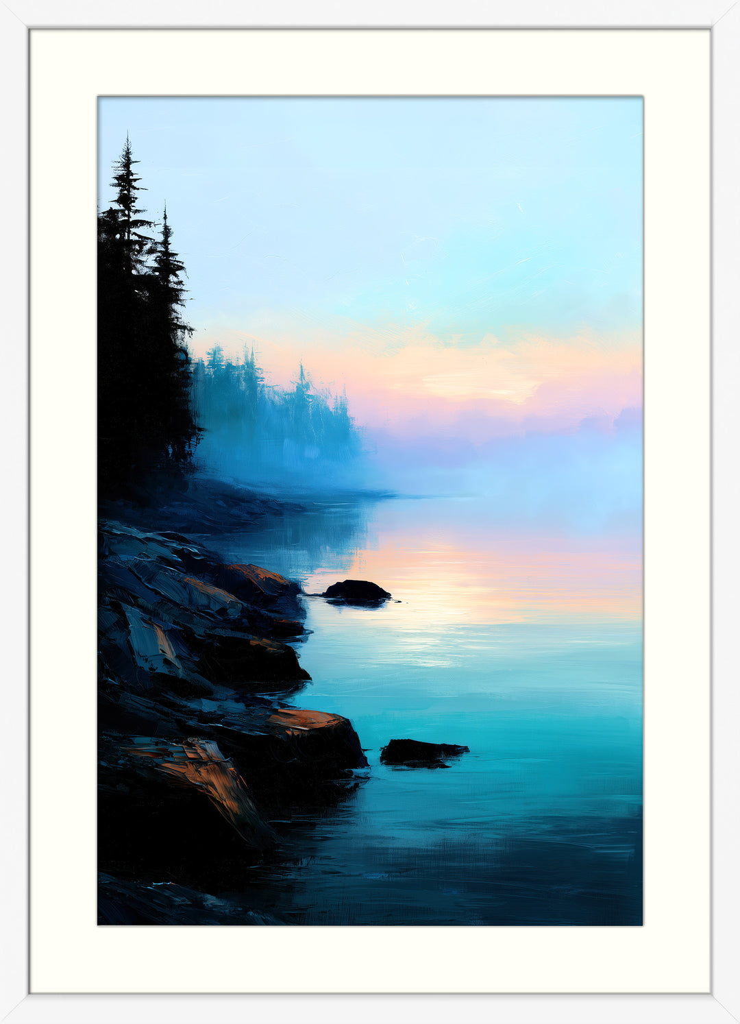 Misty Lake Wall Art Print