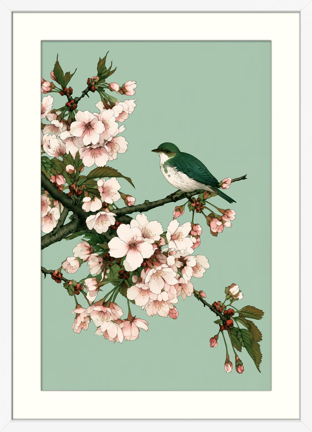 Cherry Blossom Bird Art Print