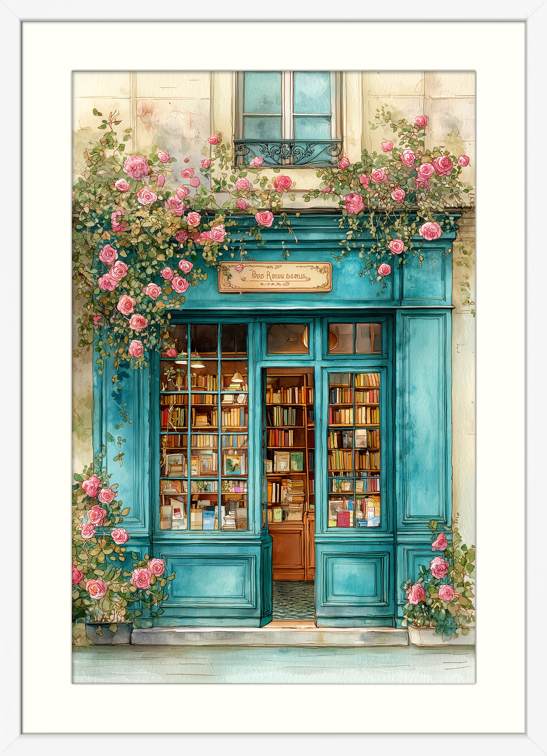 Paris bookshop wall art print