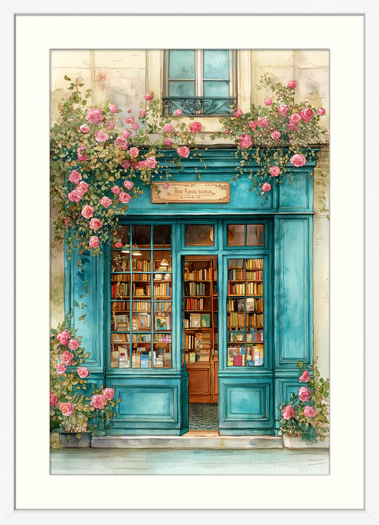 Paris bookshop wall art print