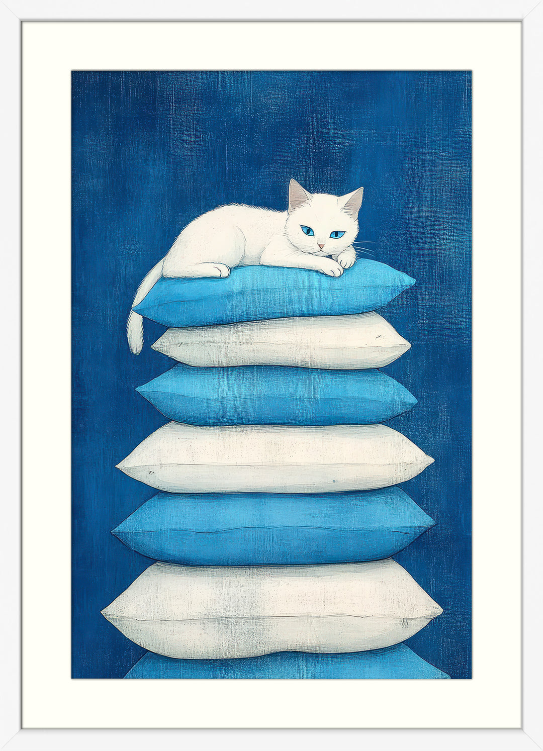 White Cat Wall Art Print