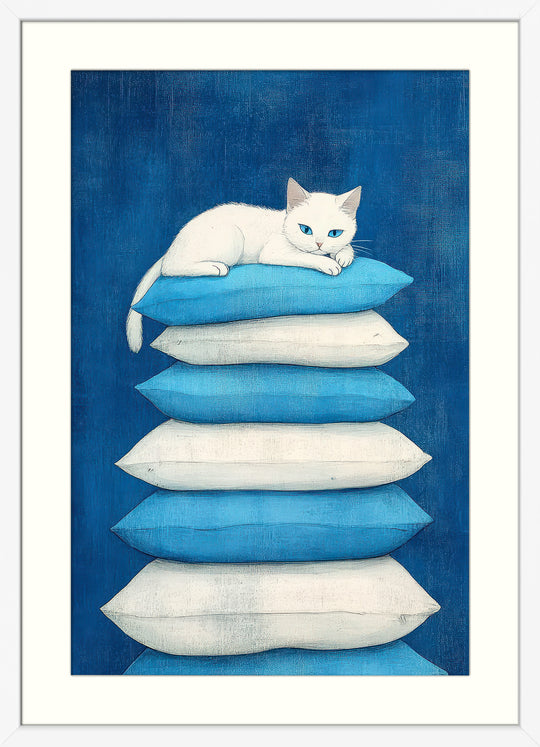 White Cat Wall Art Print