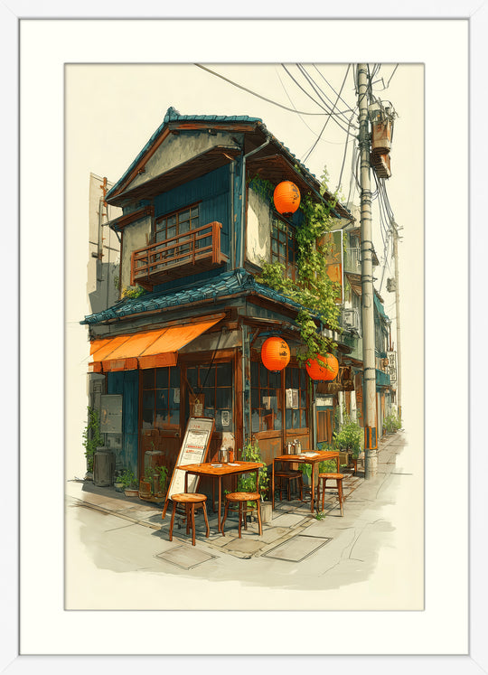 Japanese Street Cafe Wall Art Print
