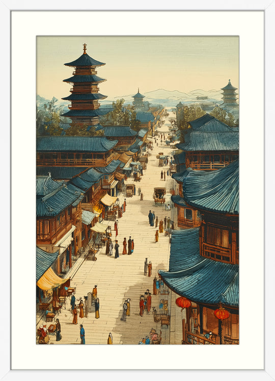 Japanese City Street Wall Art Print