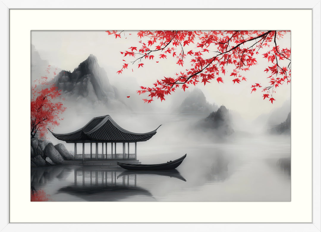 Red Maple Lake Wall Art Print