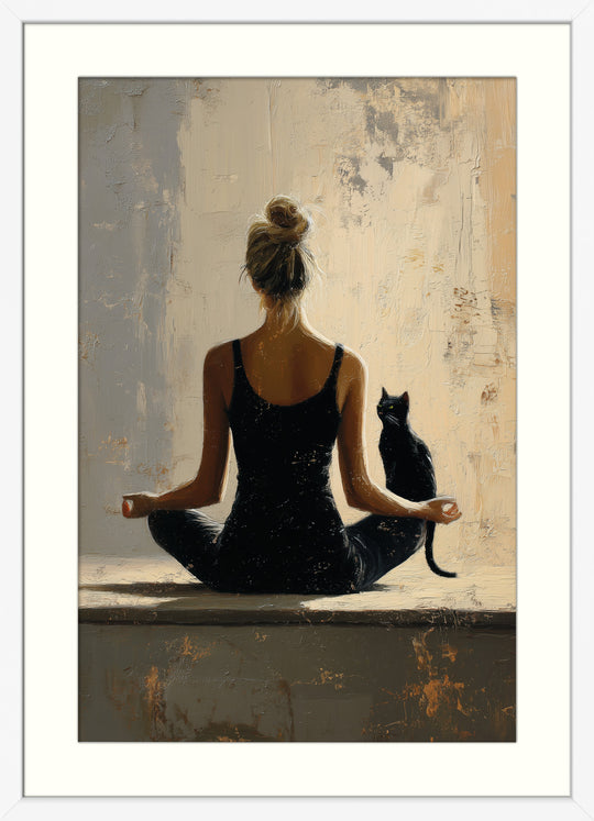 Yoga and black cat artwork