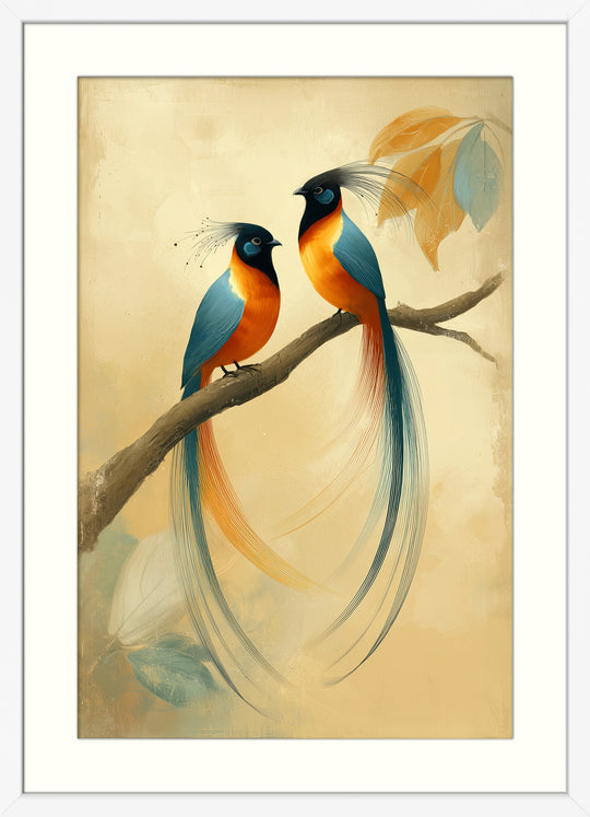 Elegant Tropical Birds Wall Art Print